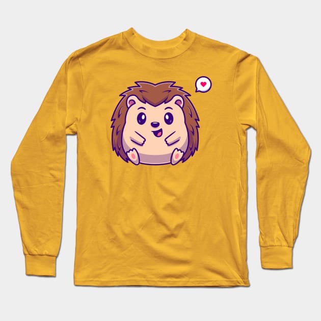 Cute Hedgehog Sitting Cartoon Long Sleeve T-Shirt by Catalyst Labs